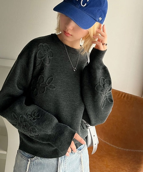 Ⓡ©️ページ4点 まとめ商品 ぽわん袖が心をつかむ！コードフラワー使いクロップド丈ジャ