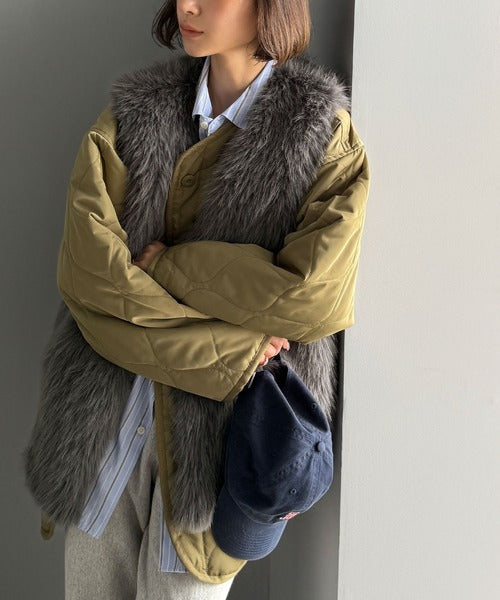 【no.】ファーベスト 高級感をレイヤード。ふわふわミックスシャギーファーベスト ce1010457