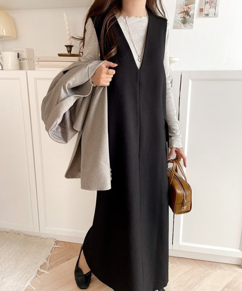 極美品♡フォクシー♡Vネックワンピース 上品リラクシーstyle。ポケット付Vネックワンピース ce1260076