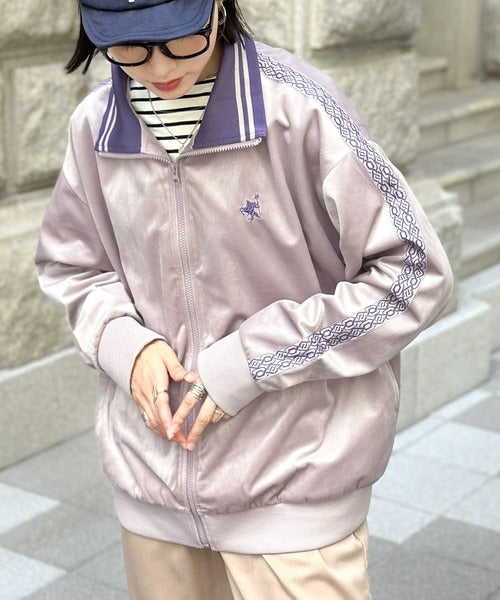 大人の旬スタイル！胸刺繍ベロアトラックジャケット ce1260042