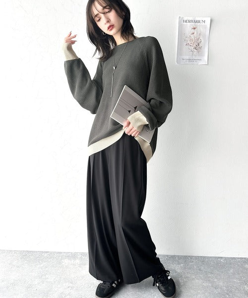 新品　3点おまとめ　MIREPOIX × NORITAKE長袖 トップス 遊び心のある程よい透け感。オーバーサイズワッフル編みドルマン