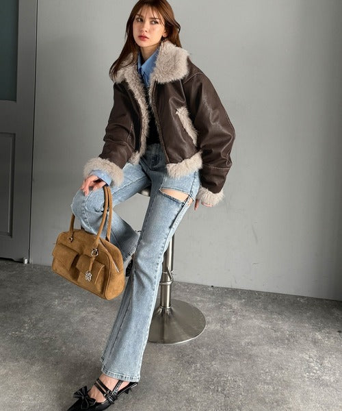 mily bilet】季節を纏う。ファー使いヴィンテージライク ダメージ