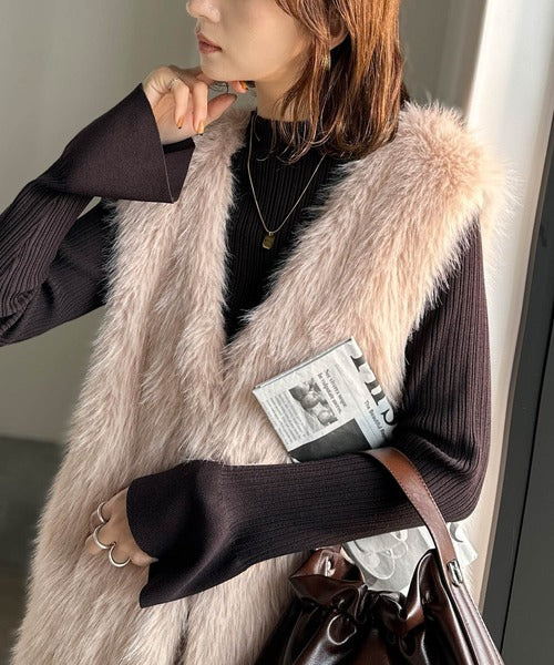 高級感をレイヤード。ふわふわミックスシャギーファーベスト ce1010457