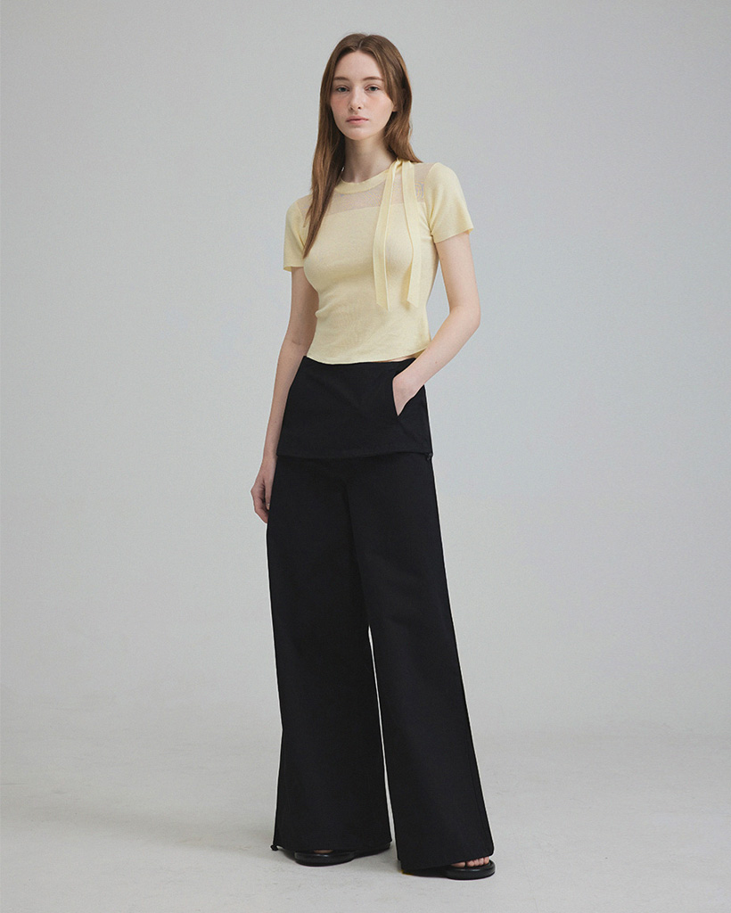 [Influencer Pick] Meliv See-through Color-block Slim Half Knit