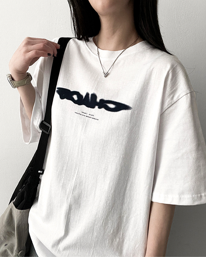 カジュアル英語プリントオーバーサイズ半袖Tシャツ