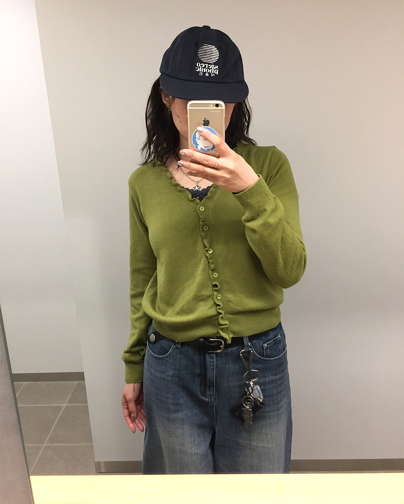 フリル ニットカーディガン