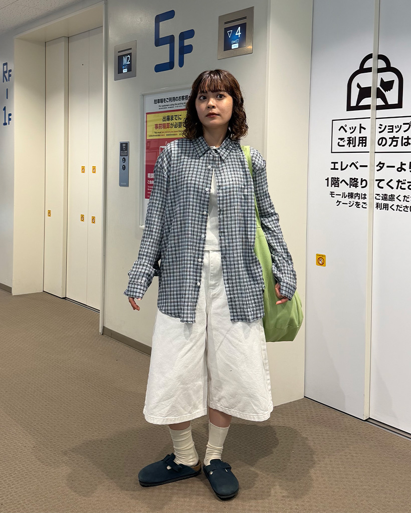 シースルチェックロングスリーブシャツ