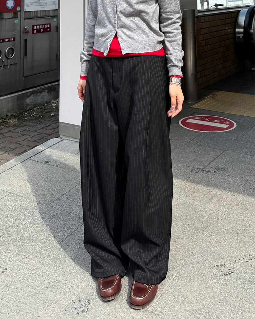 ストライプワイドスラックス