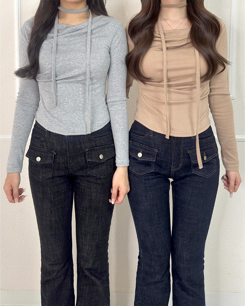 [5回再販](ORIGINAL) 3ウェイドレープネックTシャツ (ロングスリーブ)