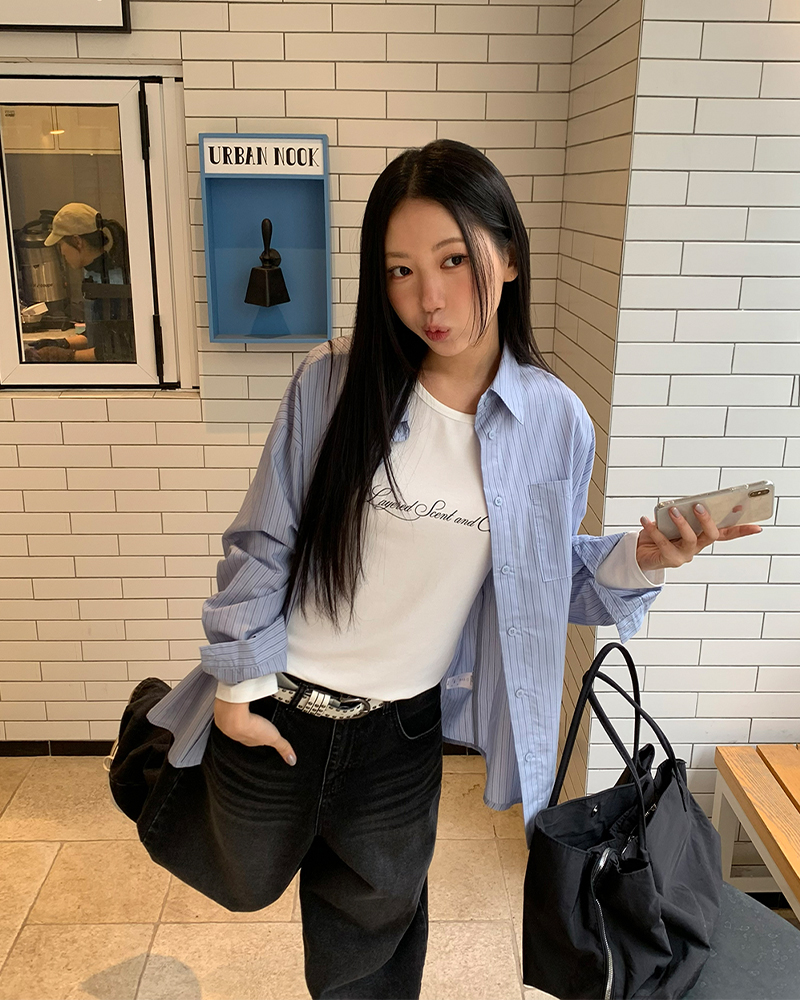 [ORIGINAL] オア ストライプレターリングオーバーフィットシャツ