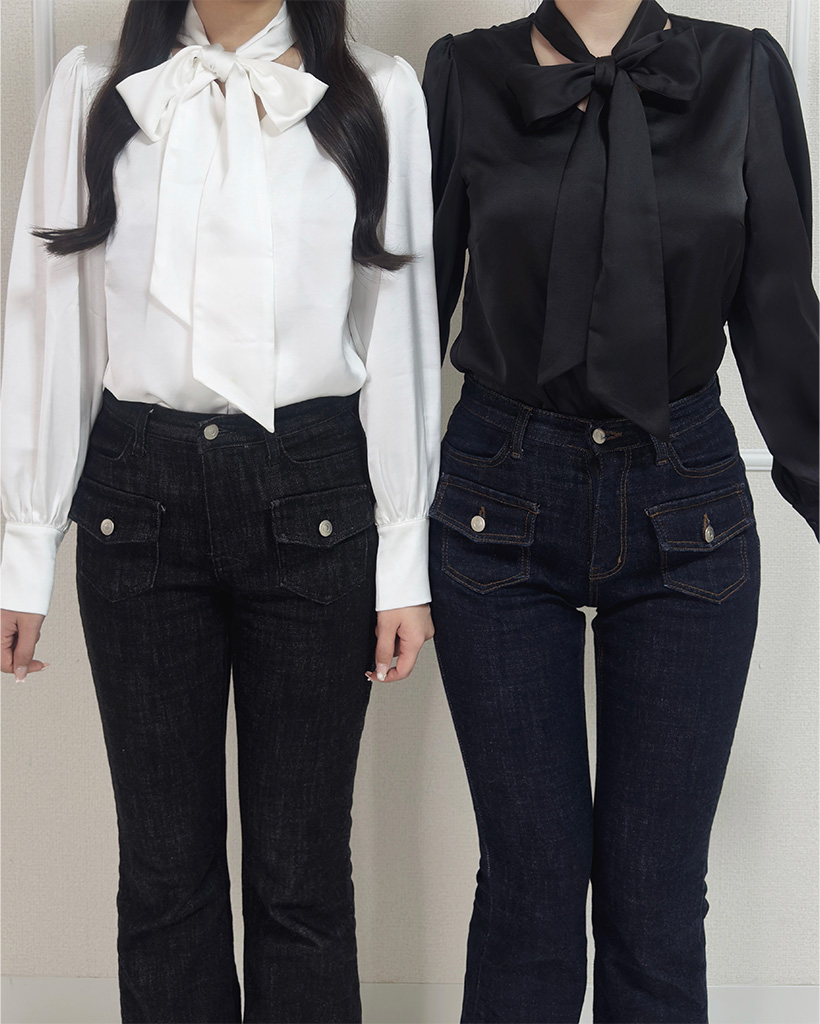 (ORIGINAL) サテンリボンブラウス