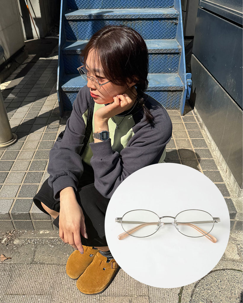 ラウンドメタルフレームメガネ