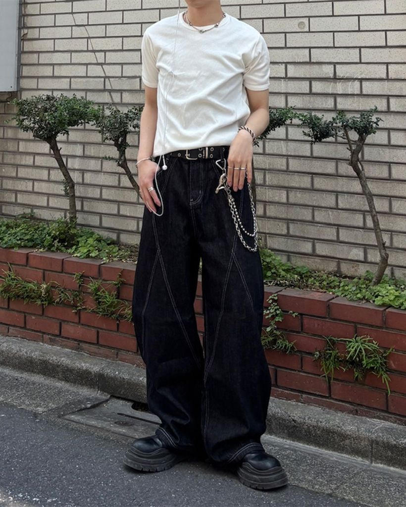 カーブステッチワイドデニム
