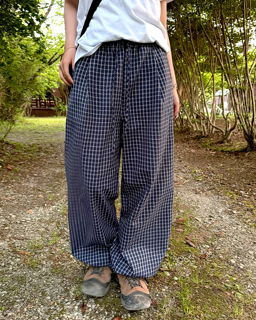 ピンタックチェックバンディングパンツ