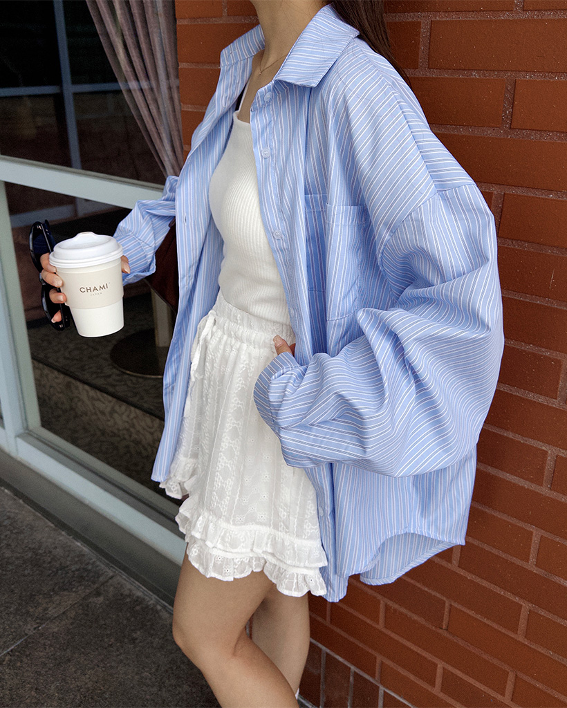 ストライプオーバーフィットシャツ