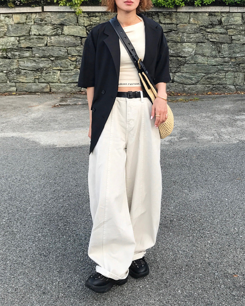 センター切り替えワイドパンツ