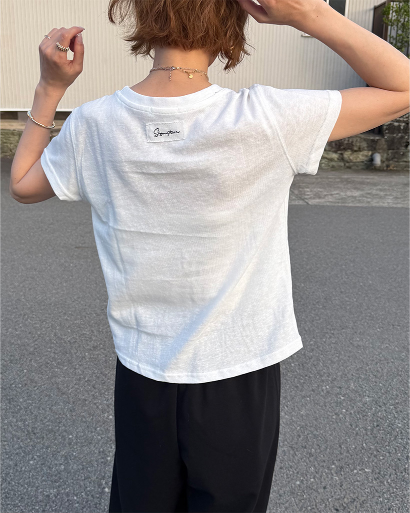バックレタリングパッチTシャツ