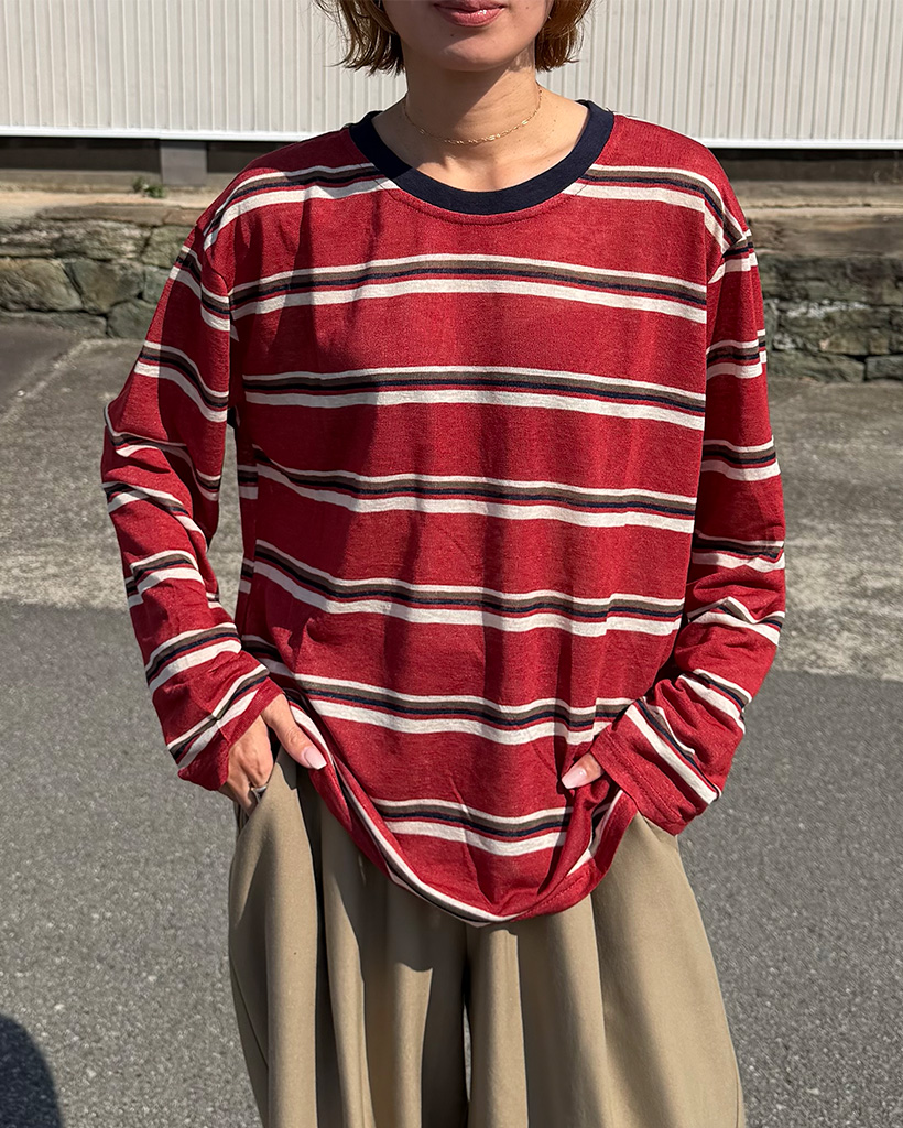 マルチボーダーロングTシャツ