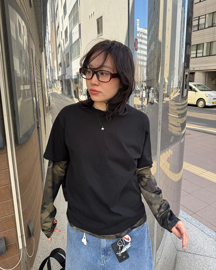迷彩レイヤードTシャツ