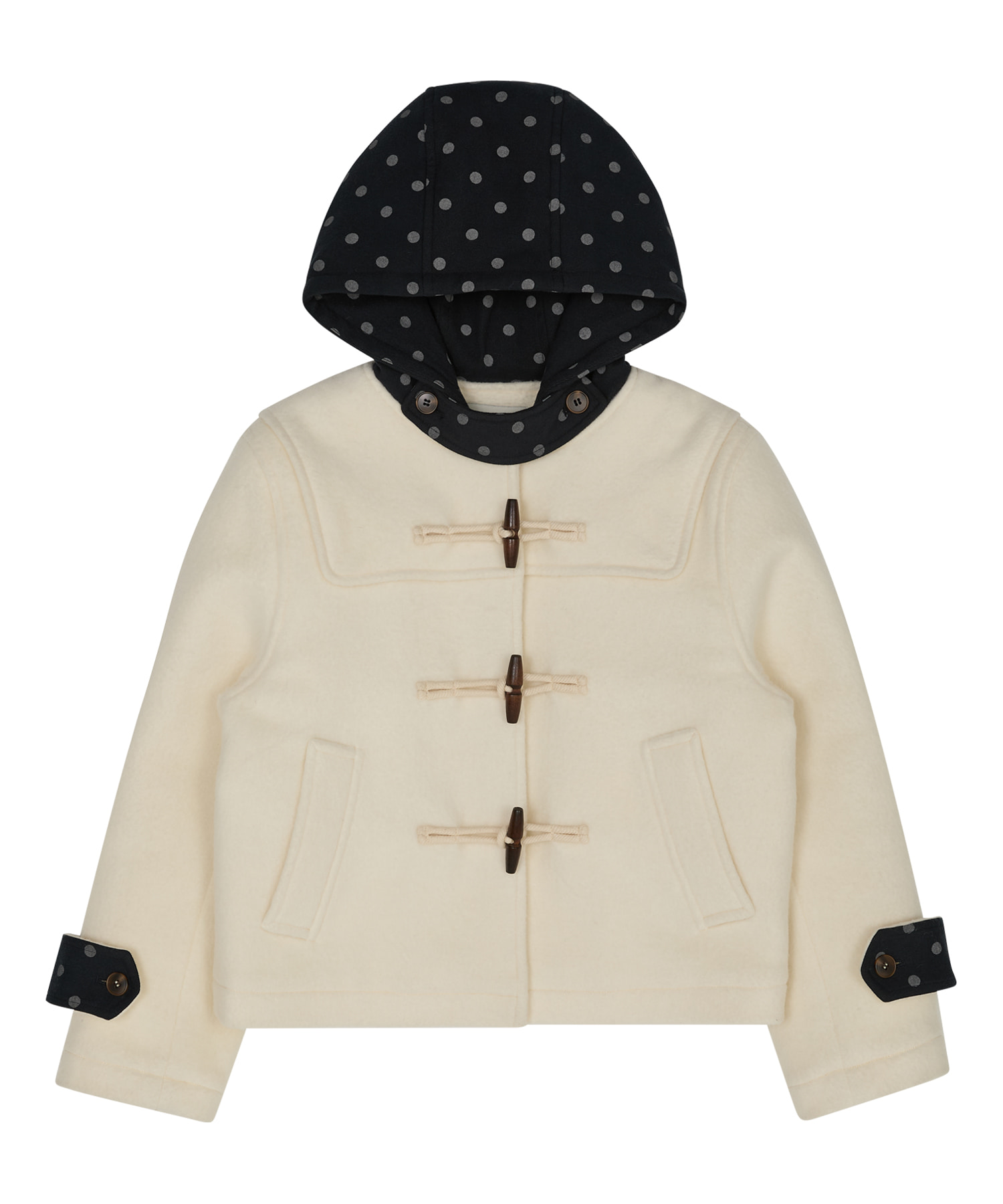 [K-POPアイドル着用] Dot Duffle Crop Coat IVORY