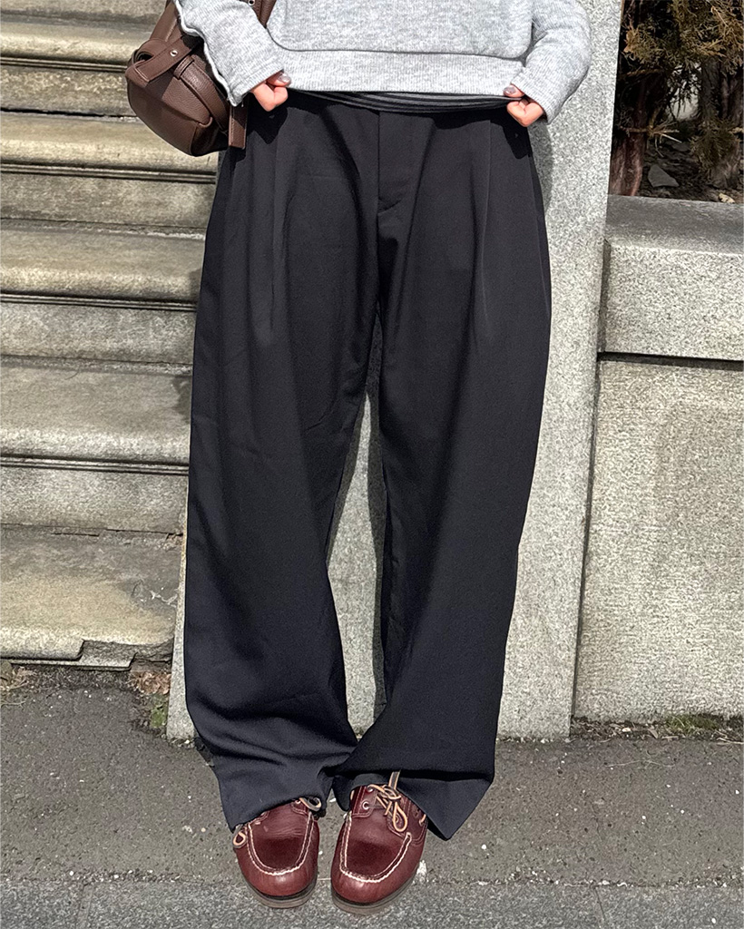 (ユニセックス)ツータックワイドスラックス