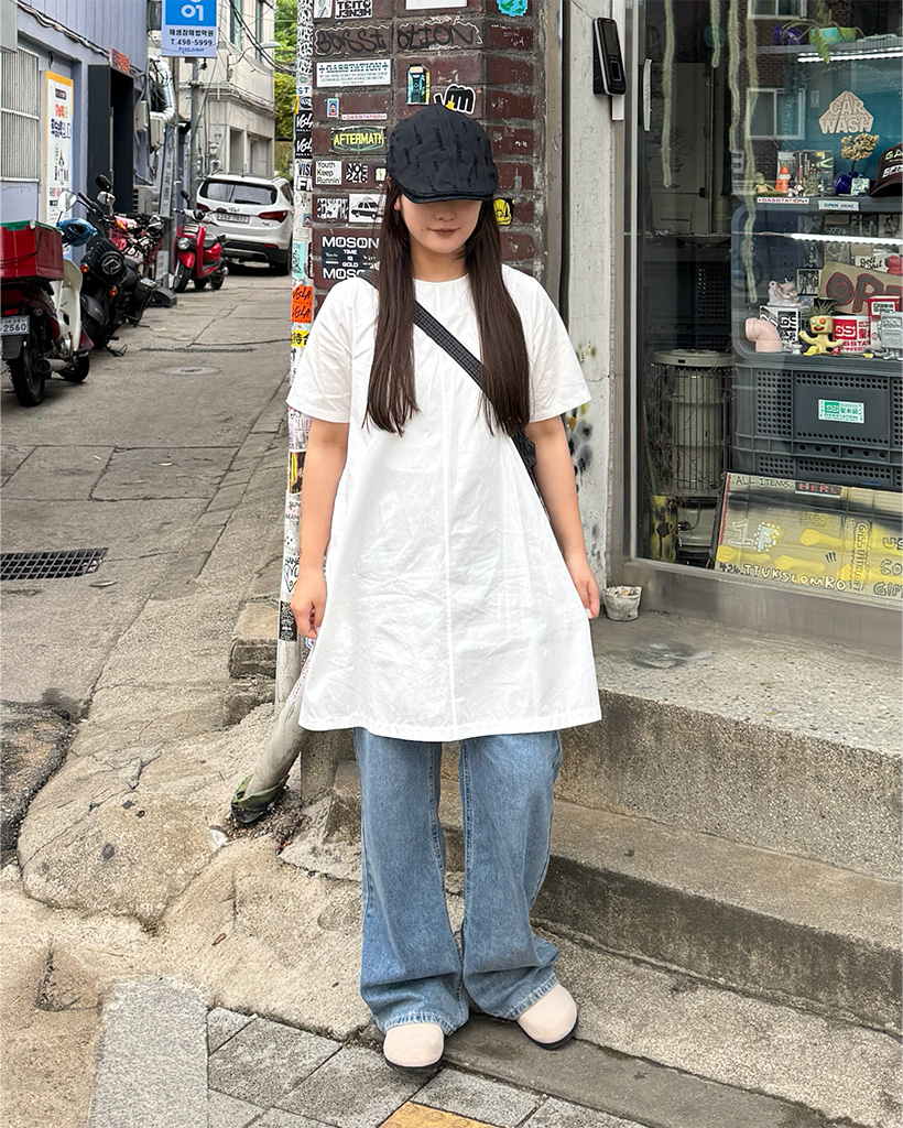 シンプル半袖ミニワンピース