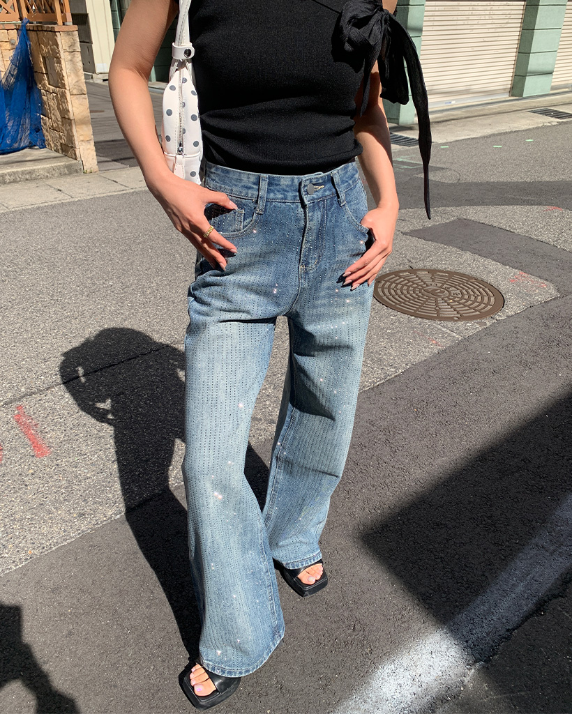 キュービックポイントセミワイドデニムパンツ