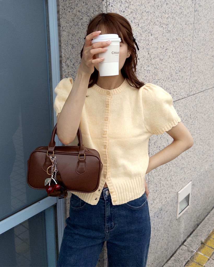ショートパフスリーブカーディガン
