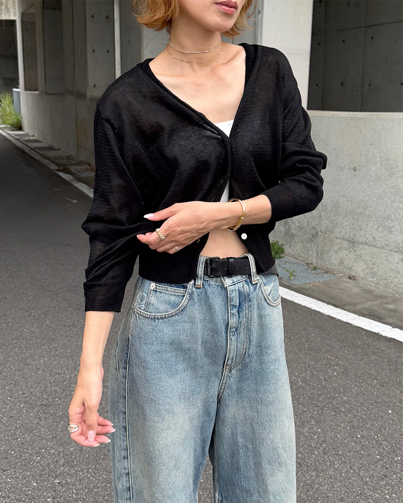 シアーVネックカーディガン