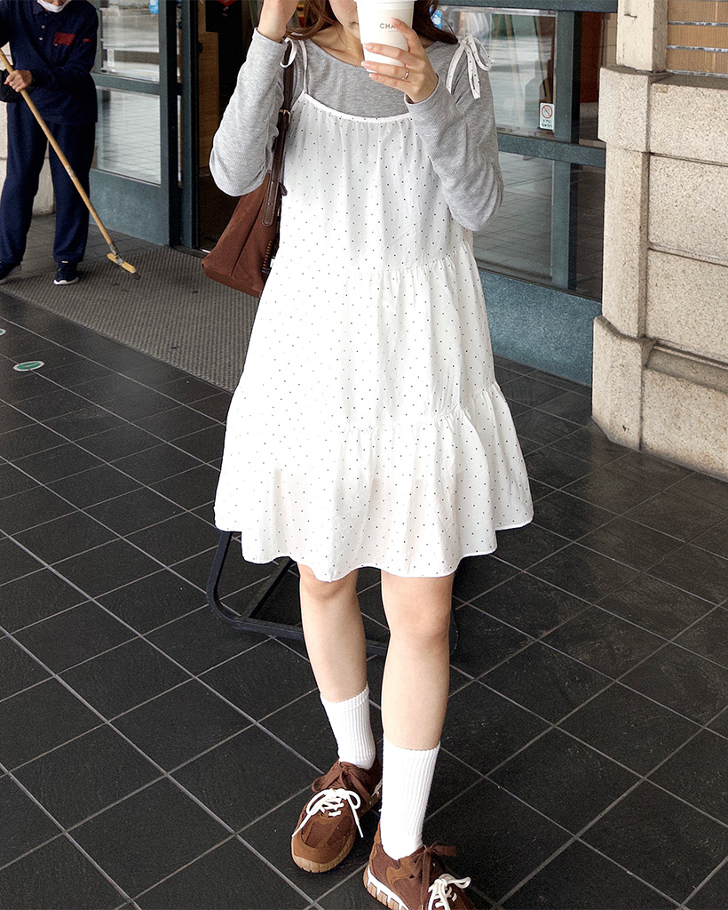 ドットカンカンミニキャミワンピース