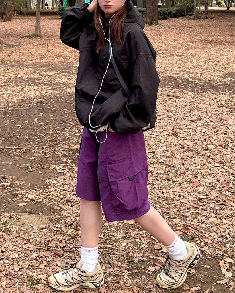 ベルト付きカーゴバミューダパンツ