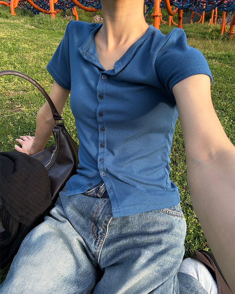 ボタン半袖Tシャツ