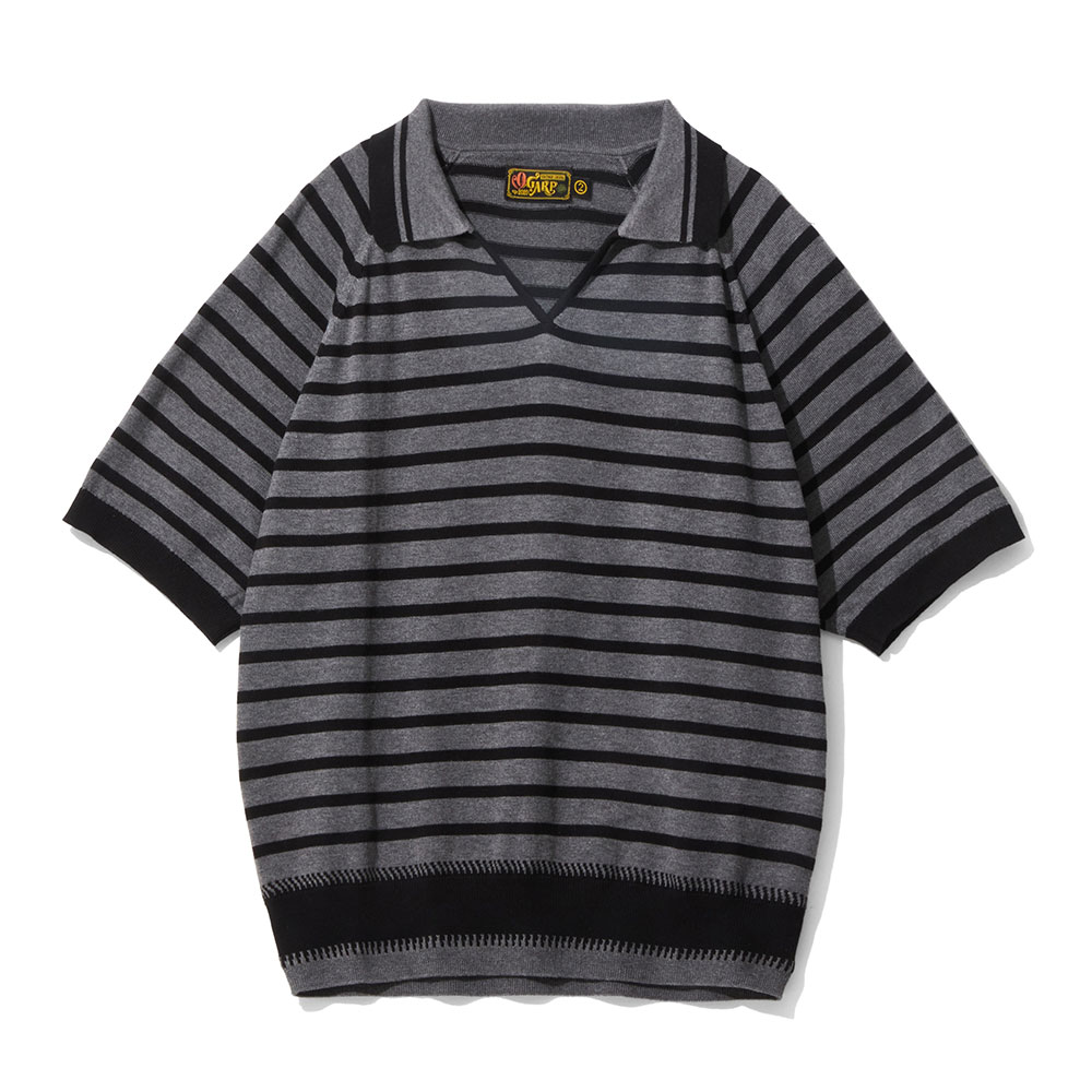 Half Stripe Collar Knit Charcoal | ファッション通販サイト NUGU