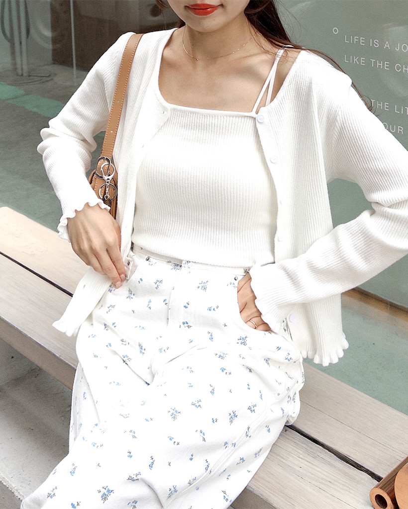 ニットフリルキャミソール＆カーディガンセット