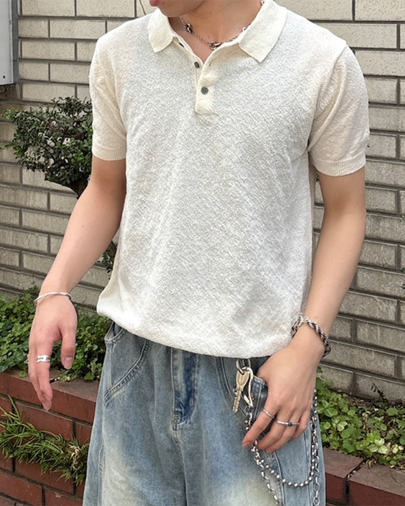 ボタンブークレサマーニット