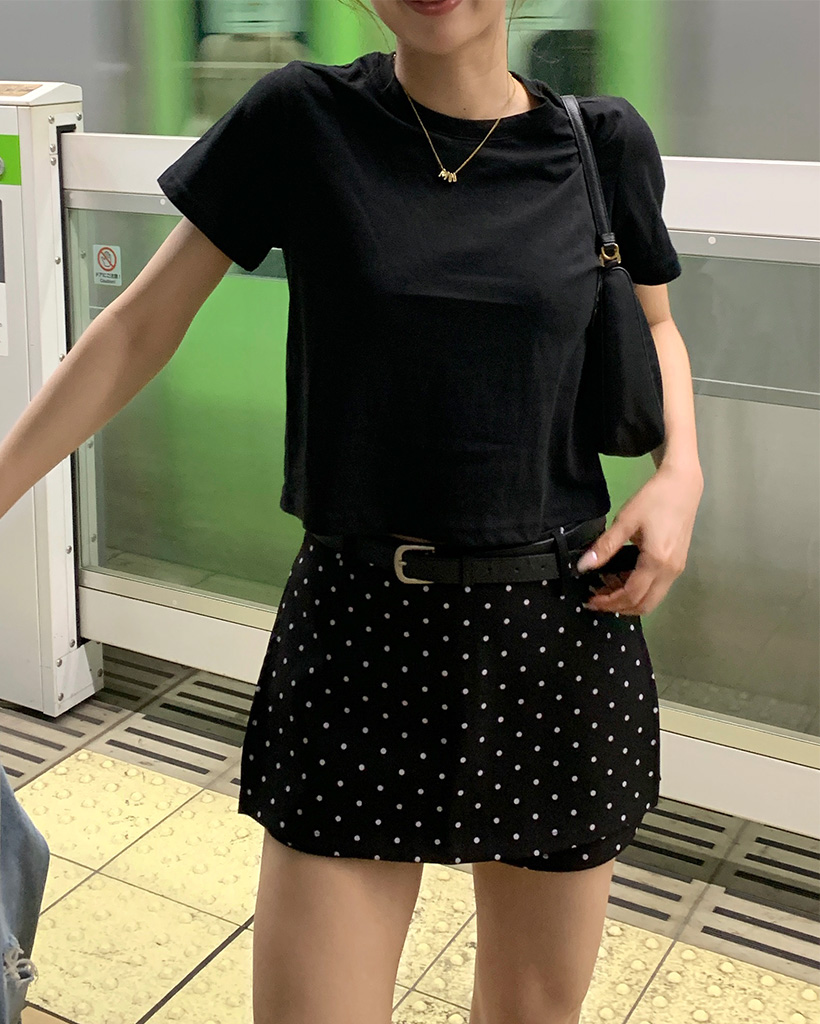 ワイドフィットクロップドコットン Tシャツ