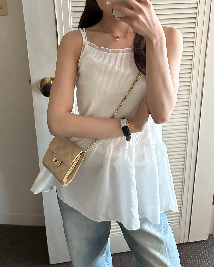 ロングフリルレースキャミソール