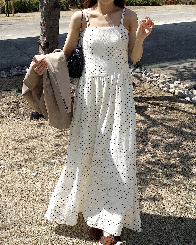 ドットロングキャミワンピース