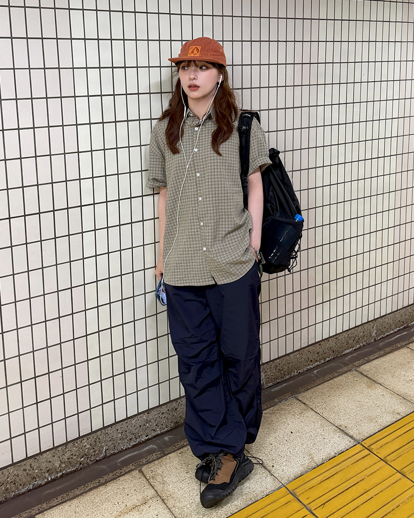 ギンガムチェックハーフシャツ