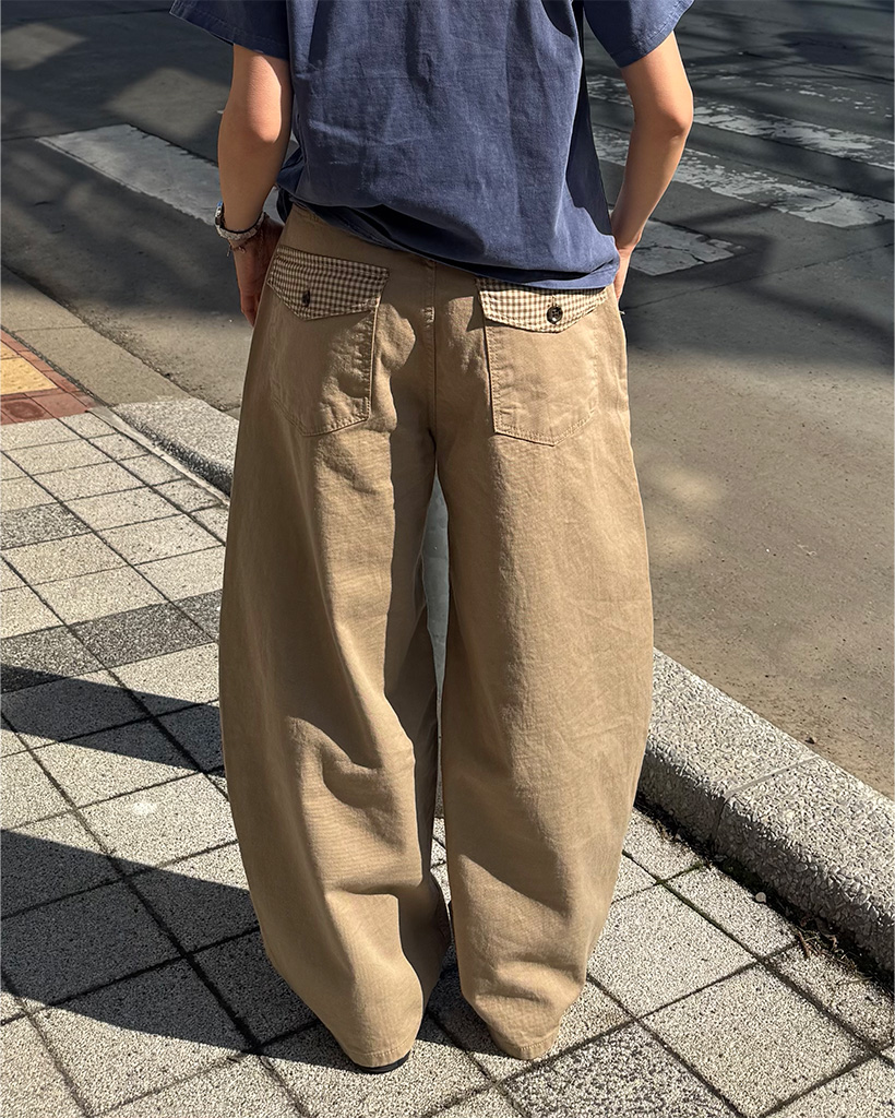 バックチェックポケットデザインパンツ