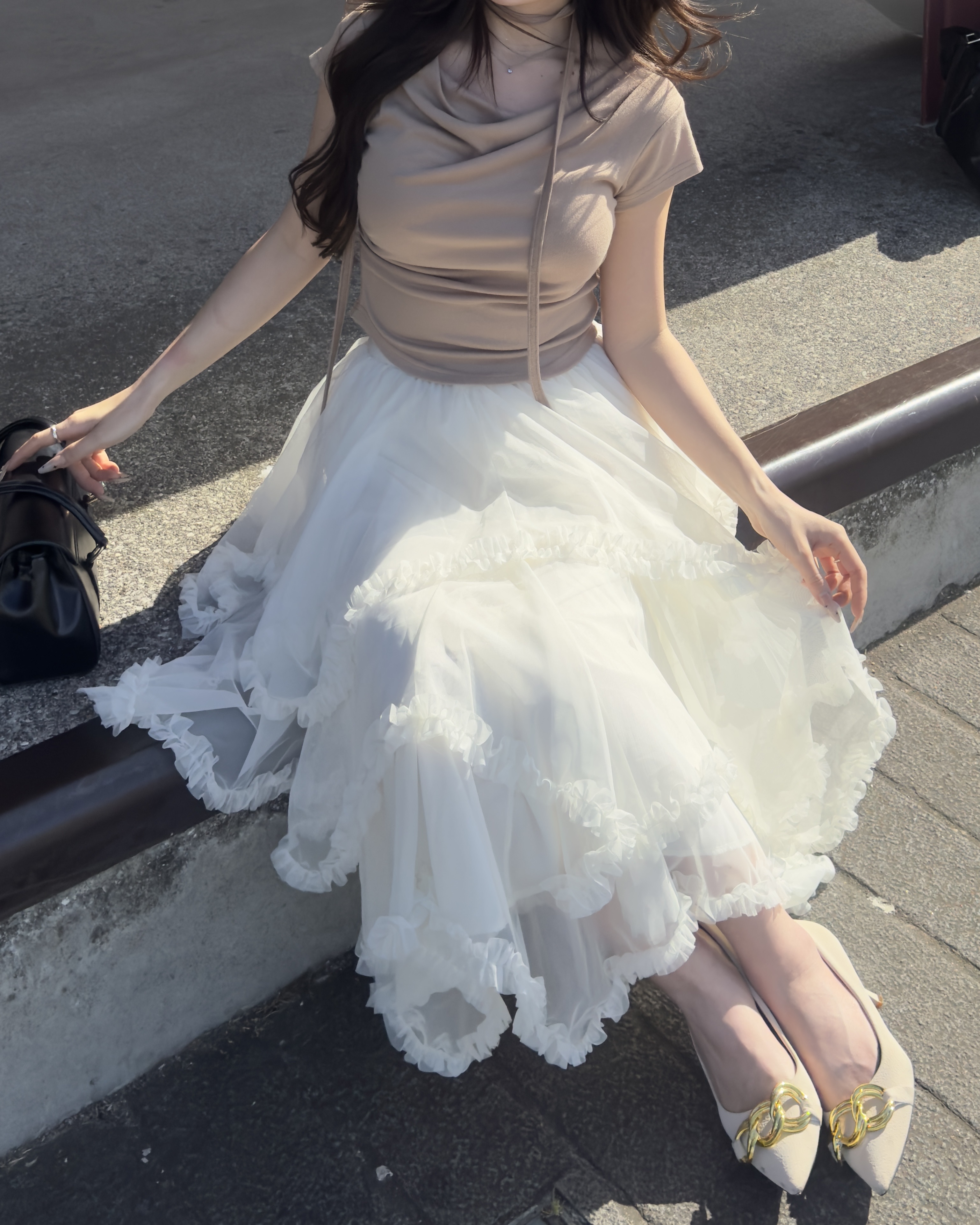 シフォンティアードロングスカート