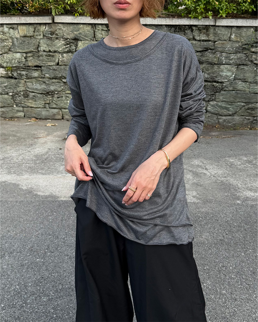レイヤードカットオフTシャツ