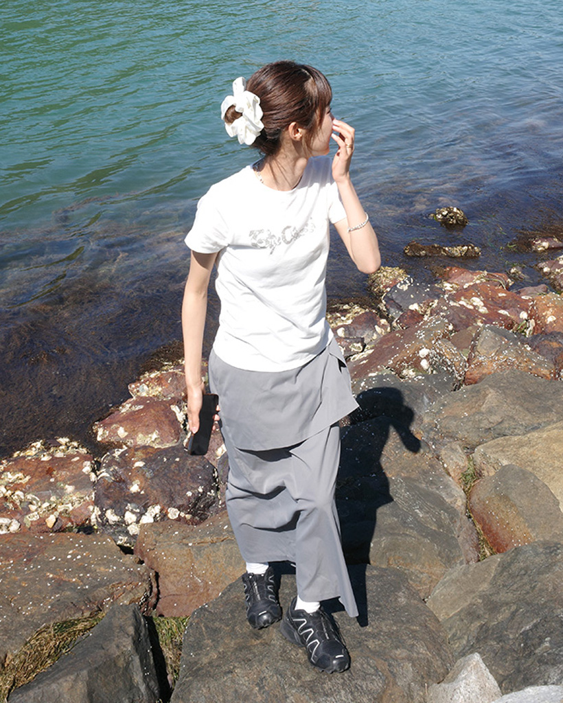 レイヤードロングスカート