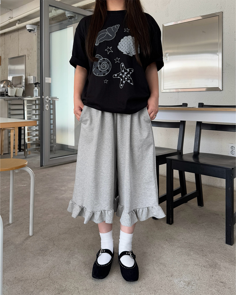 フリルミドルスウェットパンツ