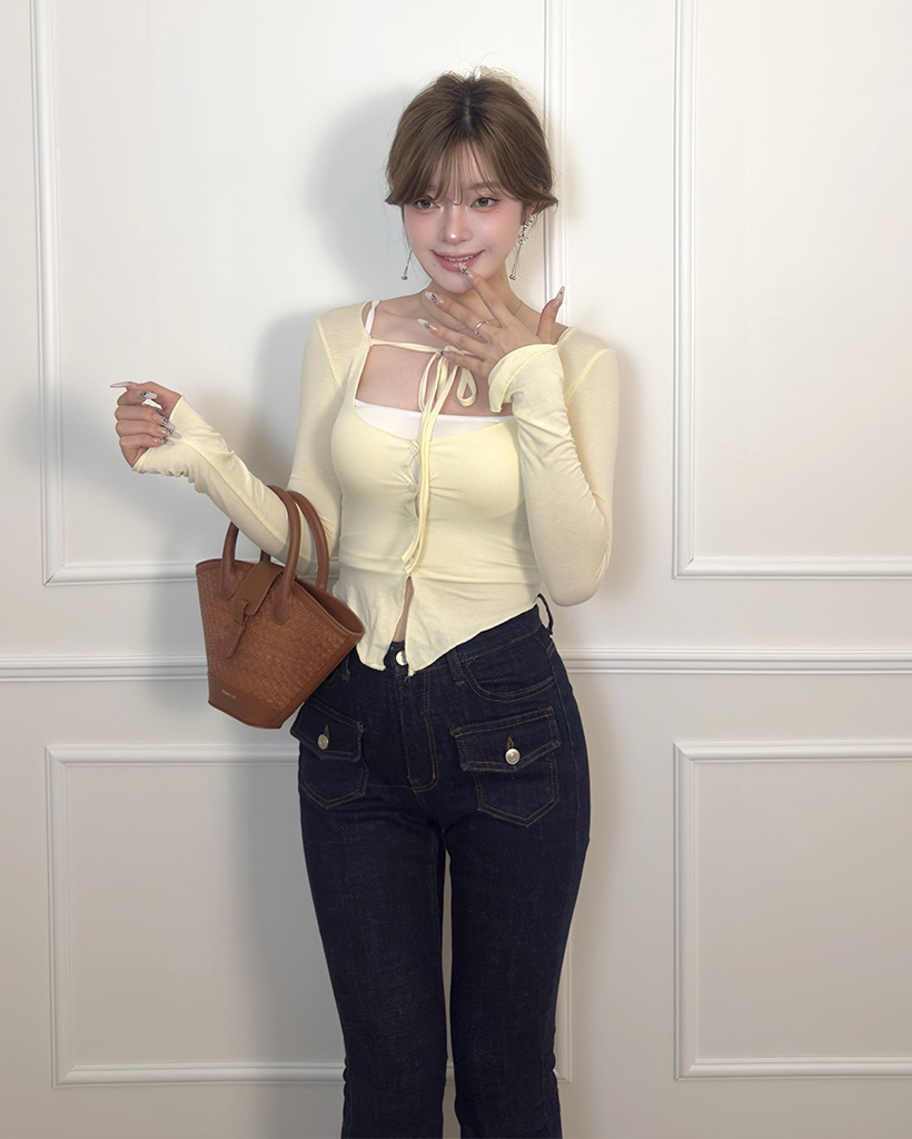 リボンカーディガン＆ノースリーブセット