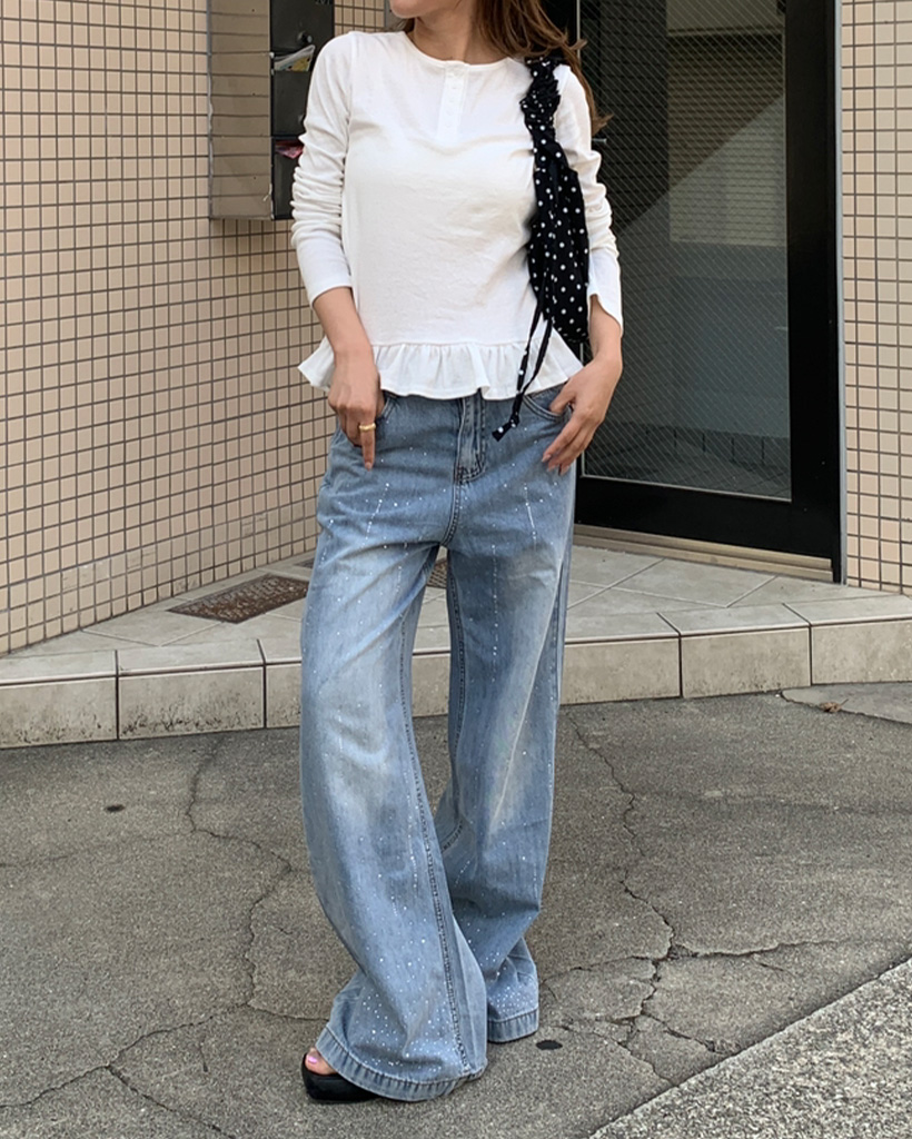 キュービックワイドデニムパンツ