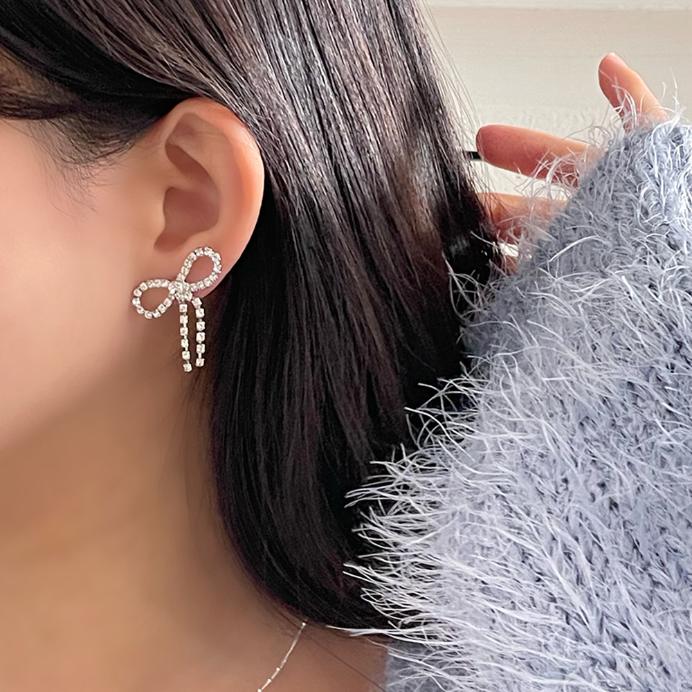 ルボンボンリボンピアス 2color] キュービックリボンピアス | ファッション通販サイト NUGU