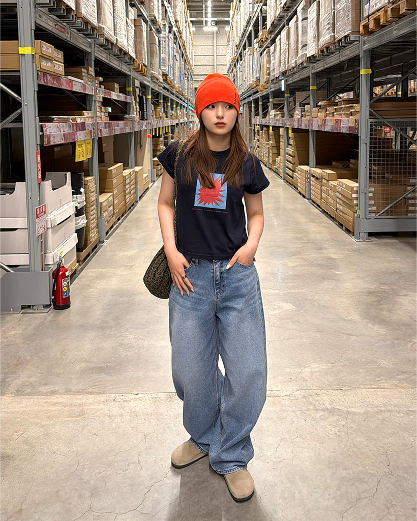 バックポケットバルーンデニムパンツ