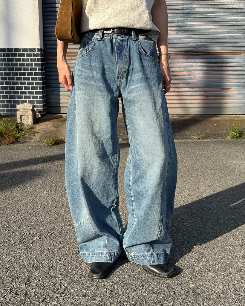 キャットウォッシュワイドデニムパンツ