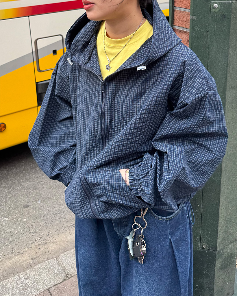 (ユニセックス)ベッカチェックフードジャケット